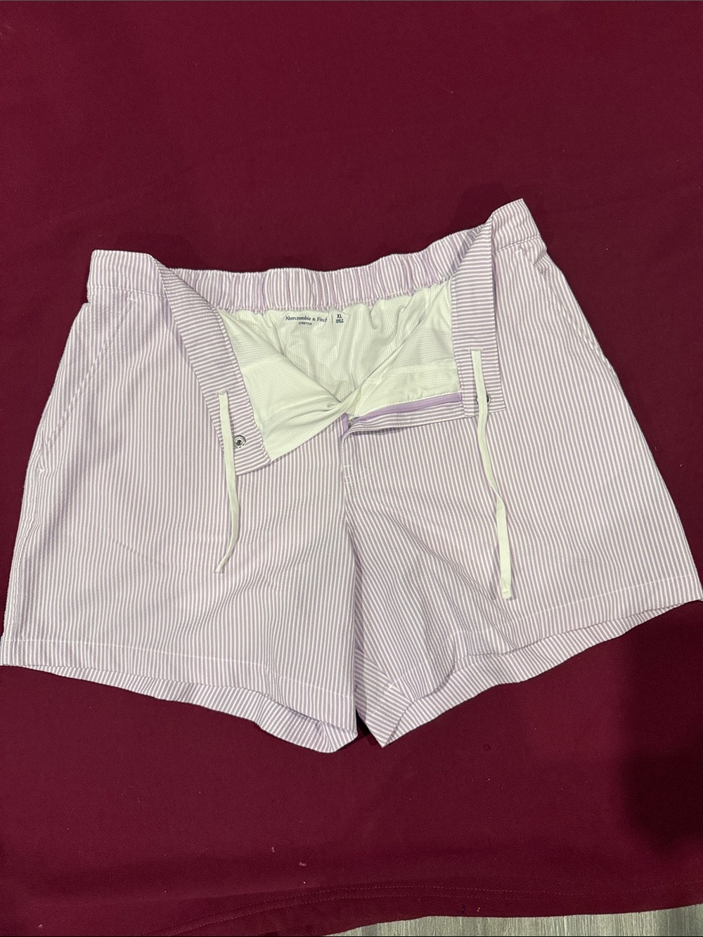Abercrombie & Fitch Lavender Pinstripe Athletic Shorts - Picture 2 of 4